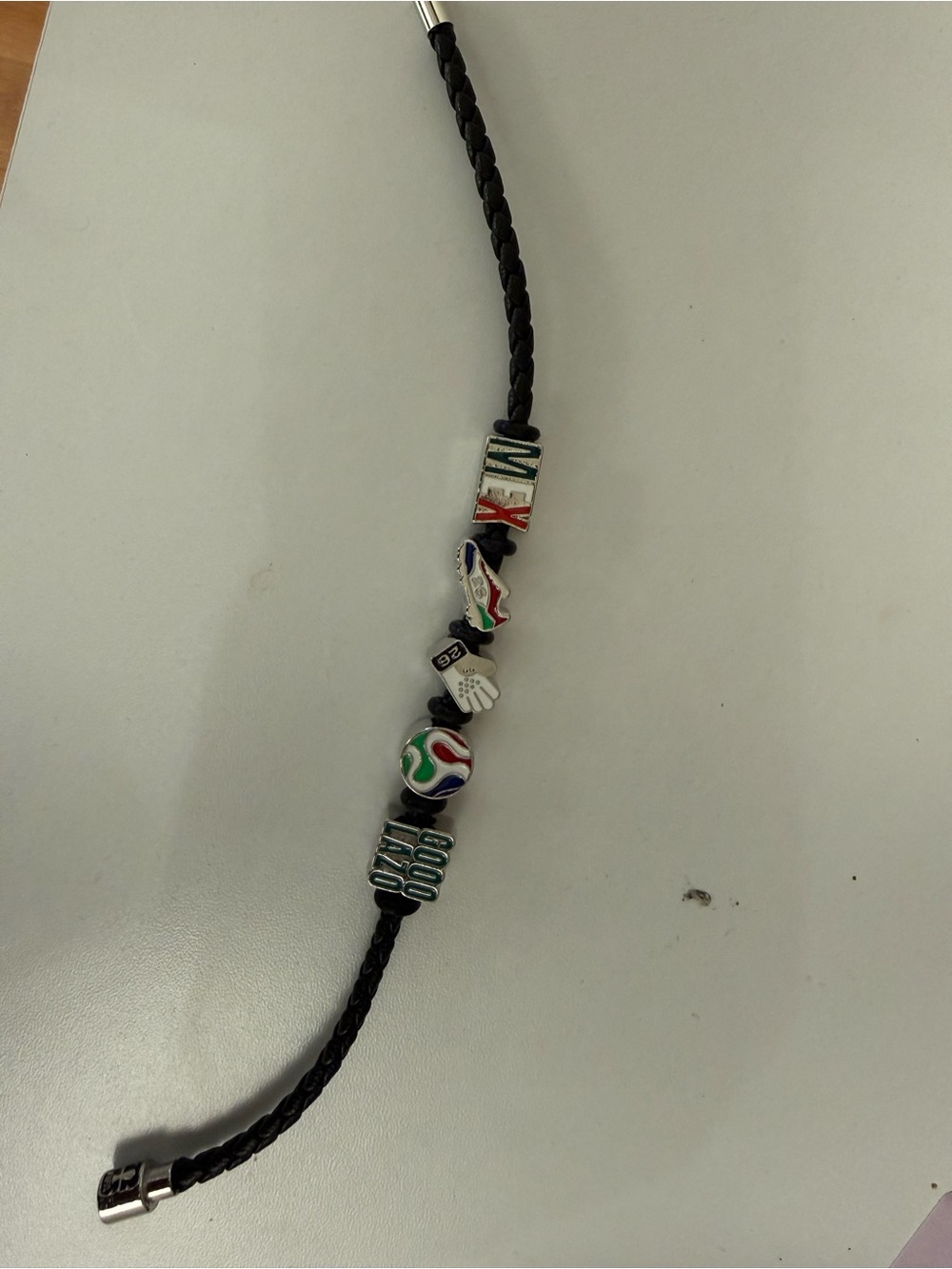 FIFA Soccer Charm Braided Leather Bracelet with Multicolor Enamel Charms - Picture 5 of 10